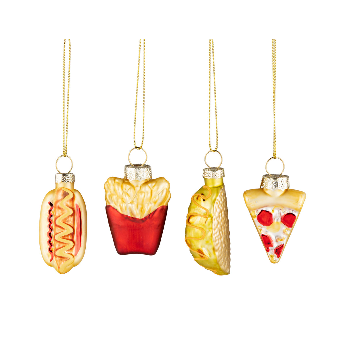 Fries,Pizza,Hot Dog & Taco Ornaments