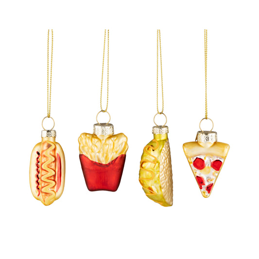 Fries,Pizza,Hot Dog & Taco Ornaments