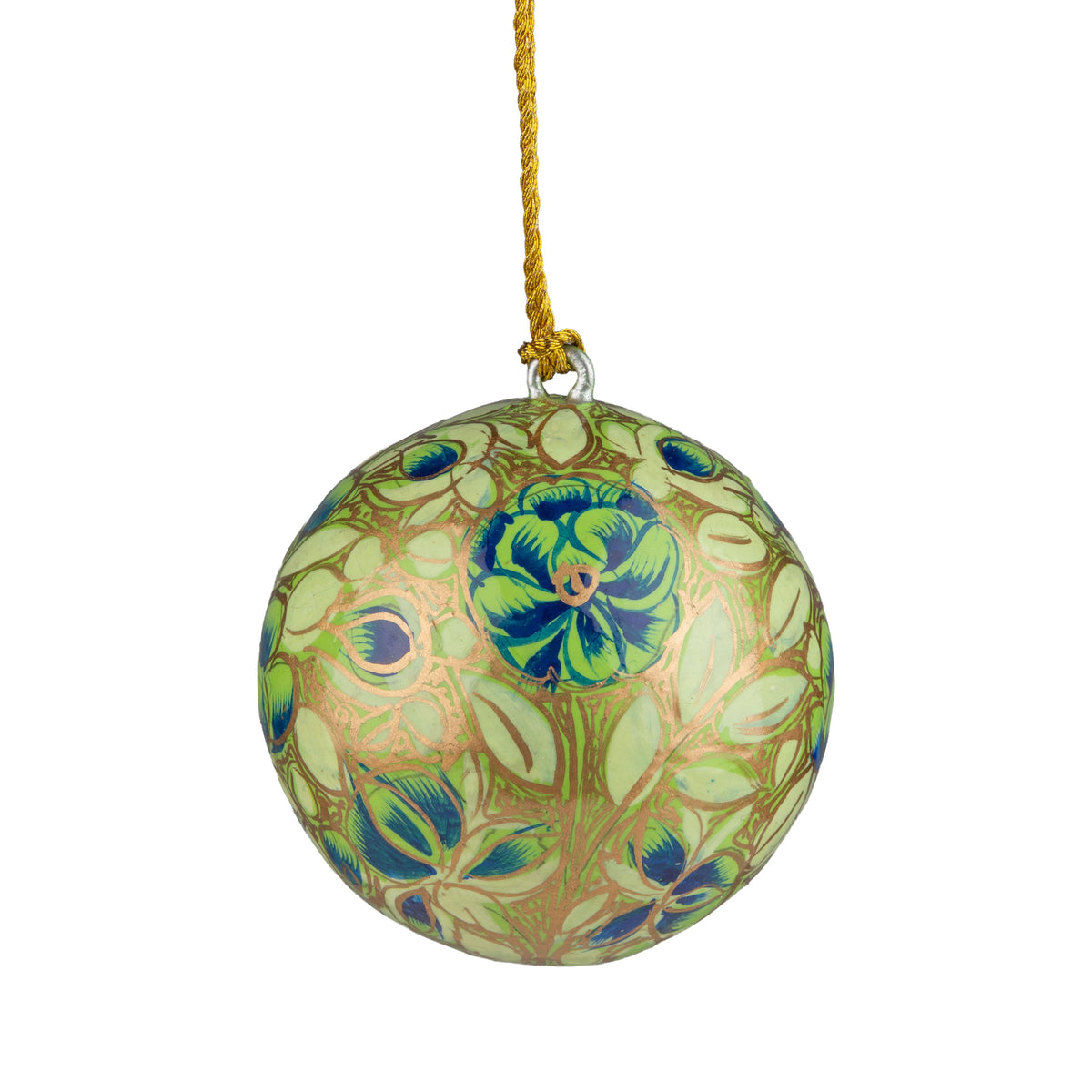 Green Hand Painted Paper Mache Ornament