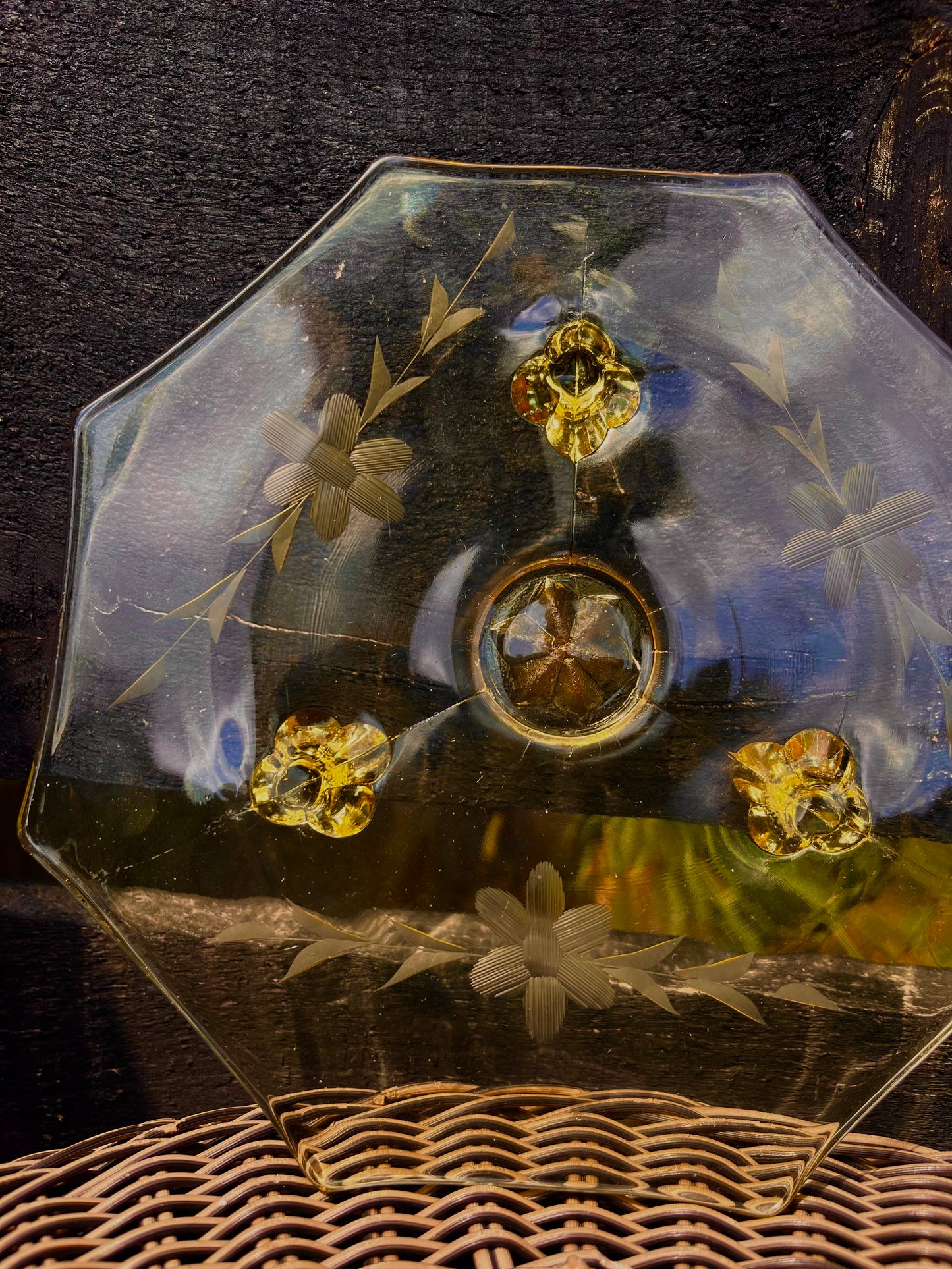 Vintage Yellow Depression Glass Tray