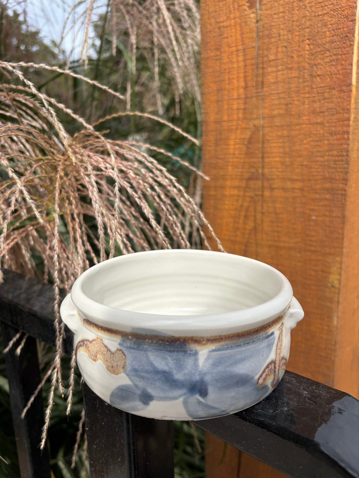 Pottery Bowl White and Blue