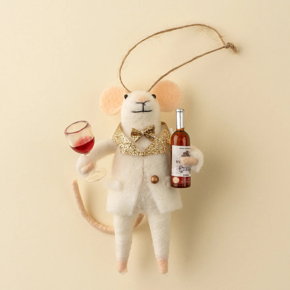 Cheers to you Chuck Felted Mouse Ornament