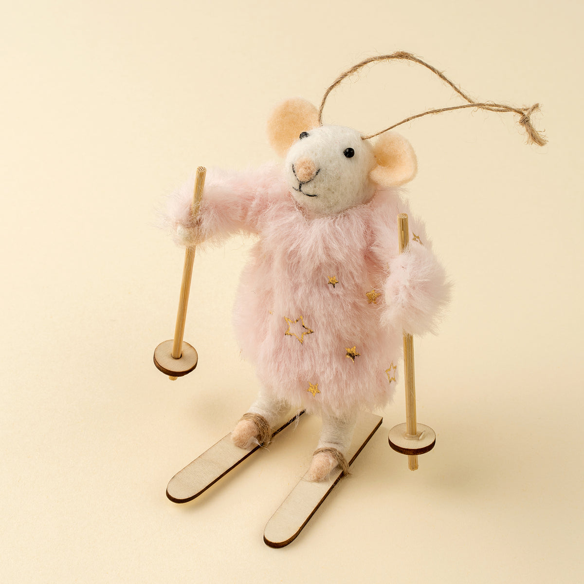 Skiing Sophie Felted Mouse Ornament