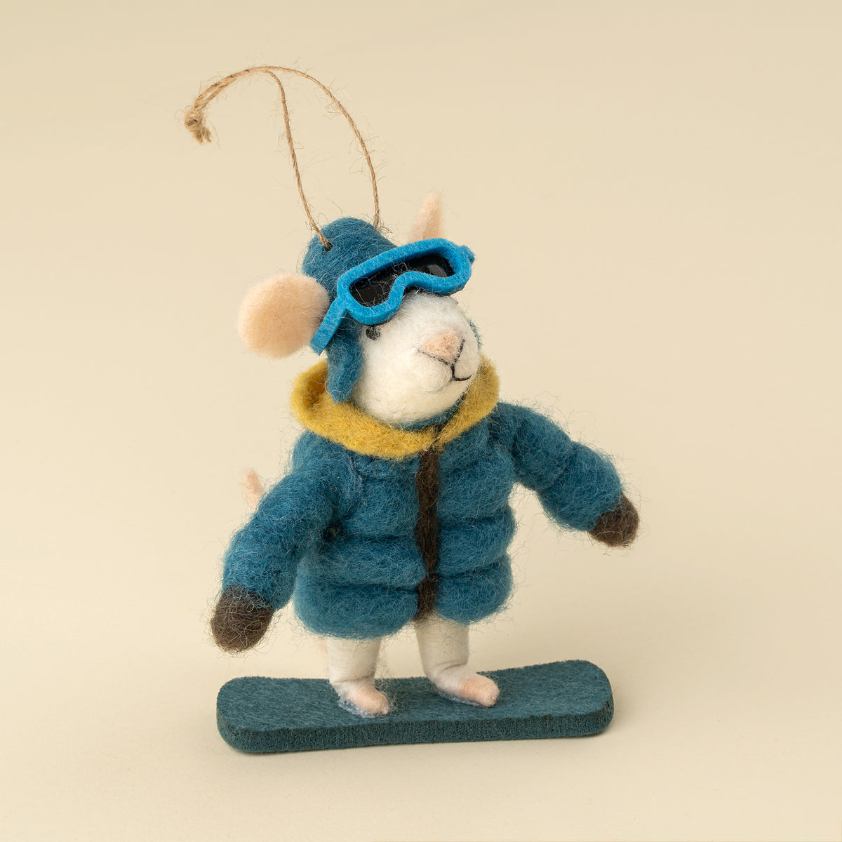 Snowboard Sidney Felted Mouse Ornament