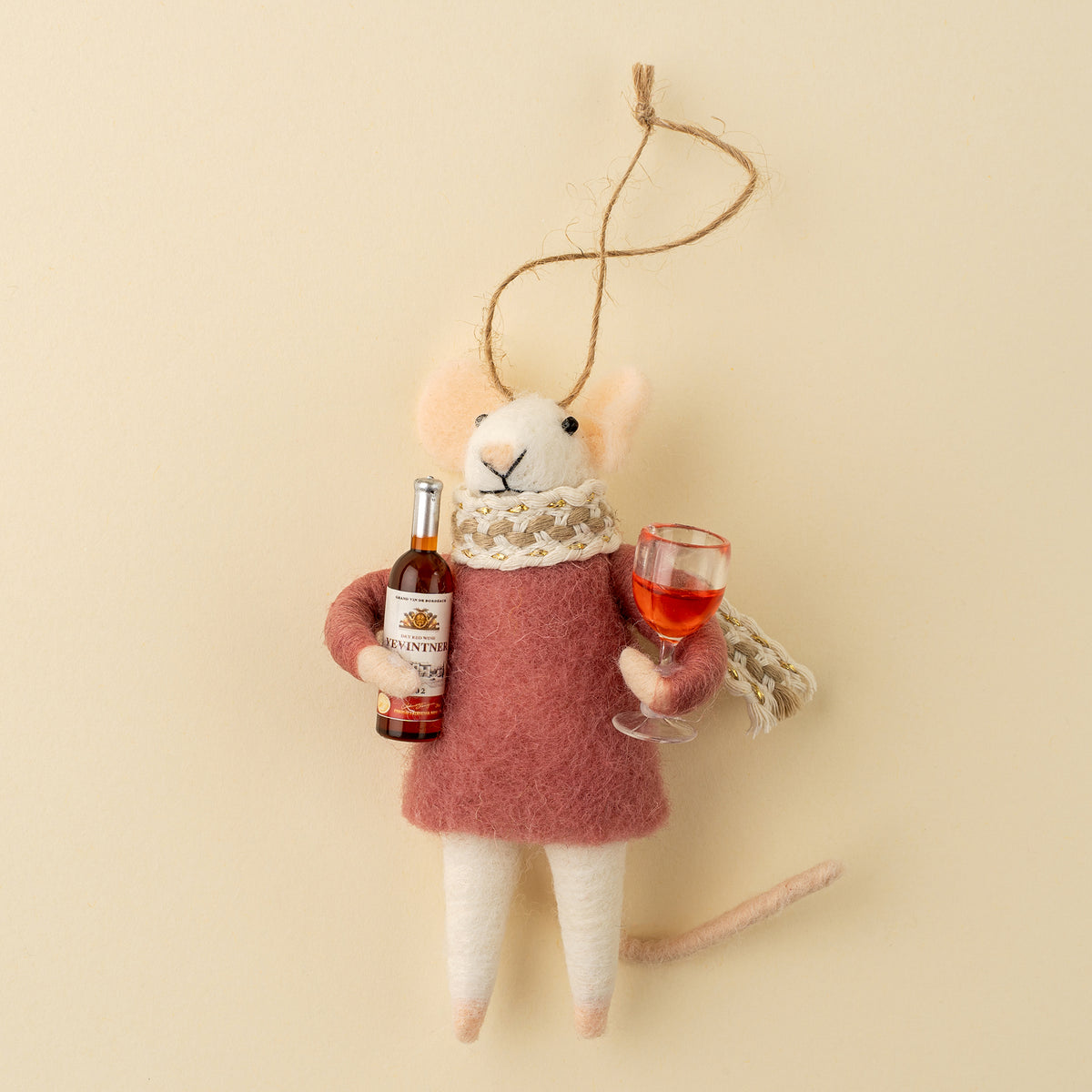 Merlot Millie Felted Mouse Ornament