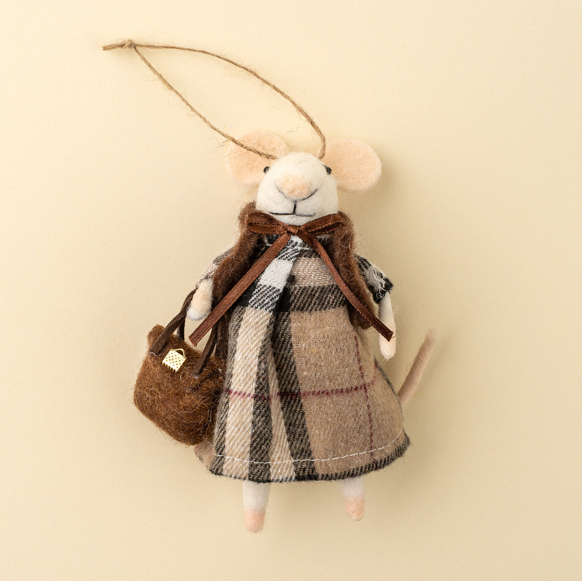 Tartan Tessa Felted Mouse Ornament