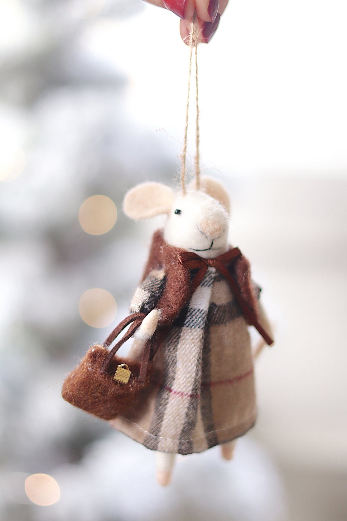 Tartan Tessa Felted Mouse Ornament