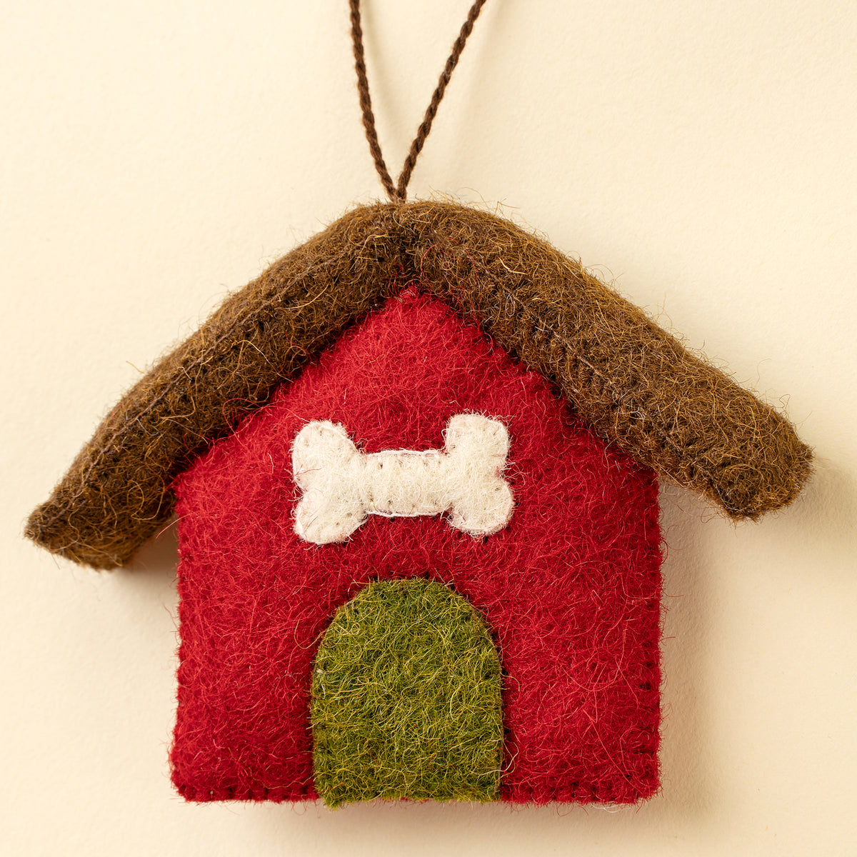 Dog House Felt Ornament, Red