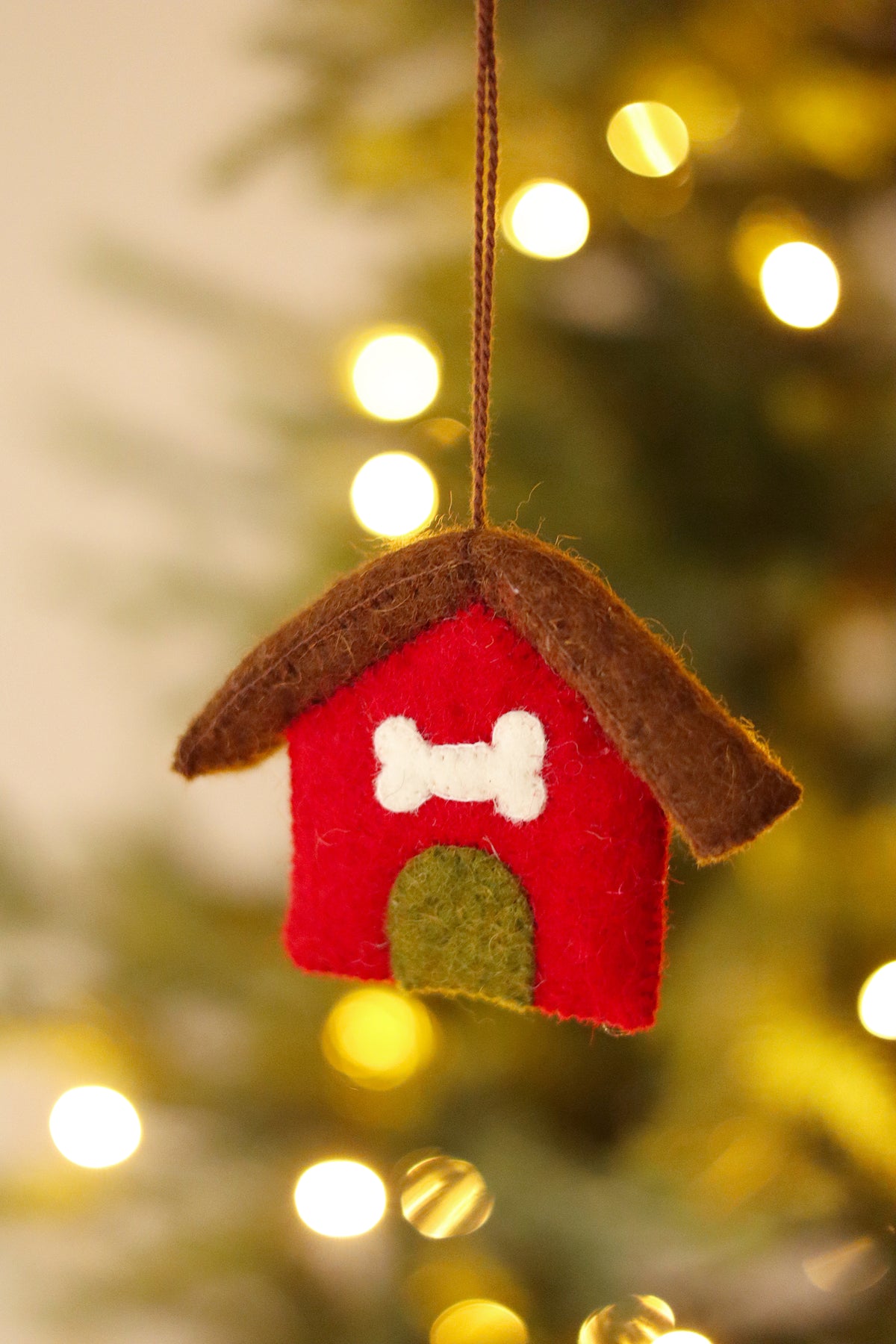 Dog House Felt Ornament, Red