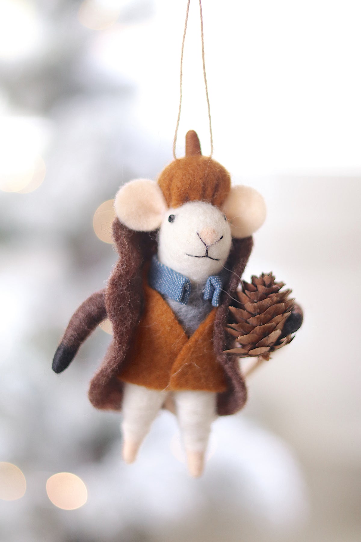 Dapper Declan Felted Mouse Ornament