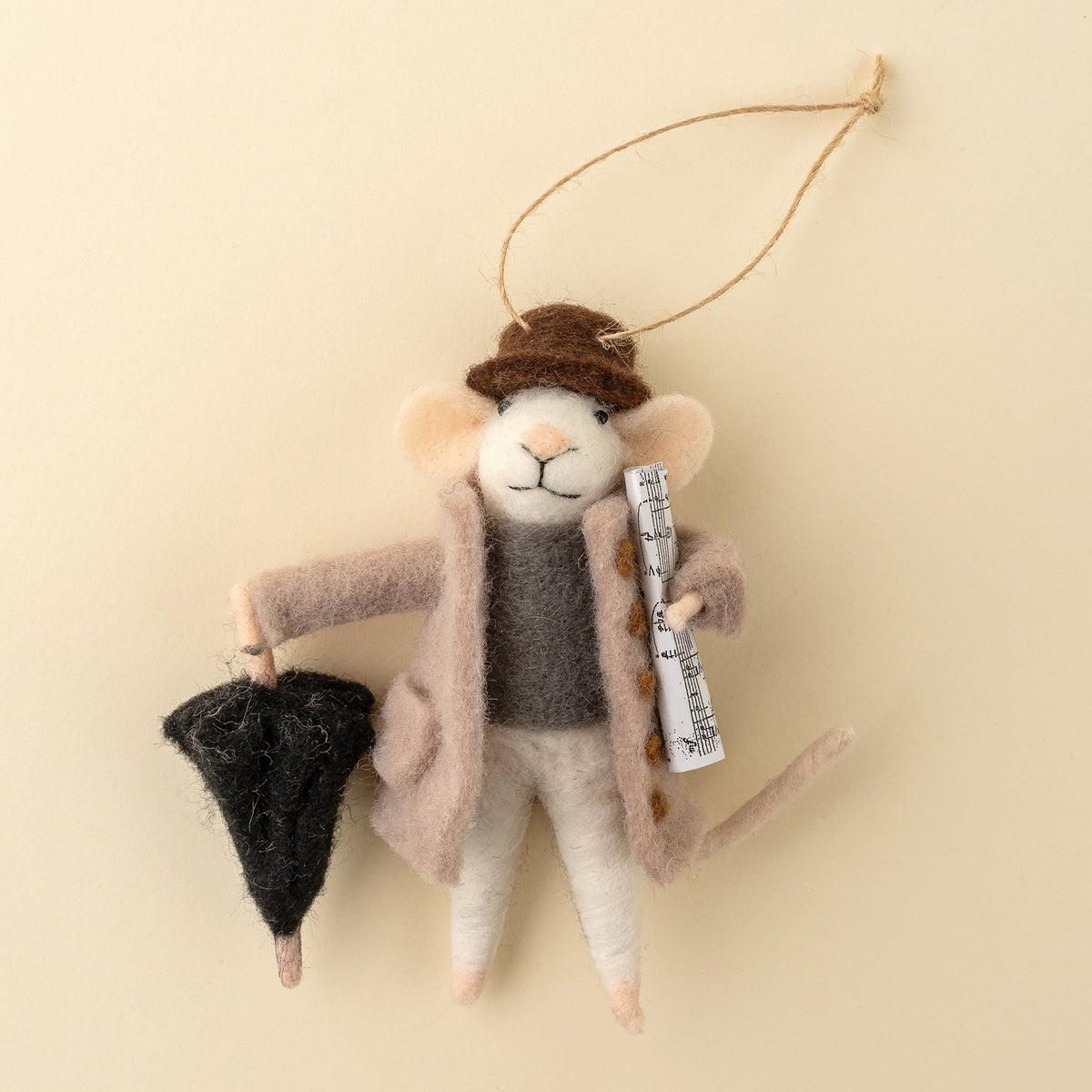 Rainy Day Ralph Felted Mouse Ornament