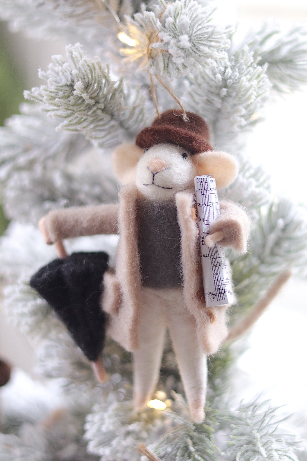 Rainy Day Ralph Felted Mouse Ornament