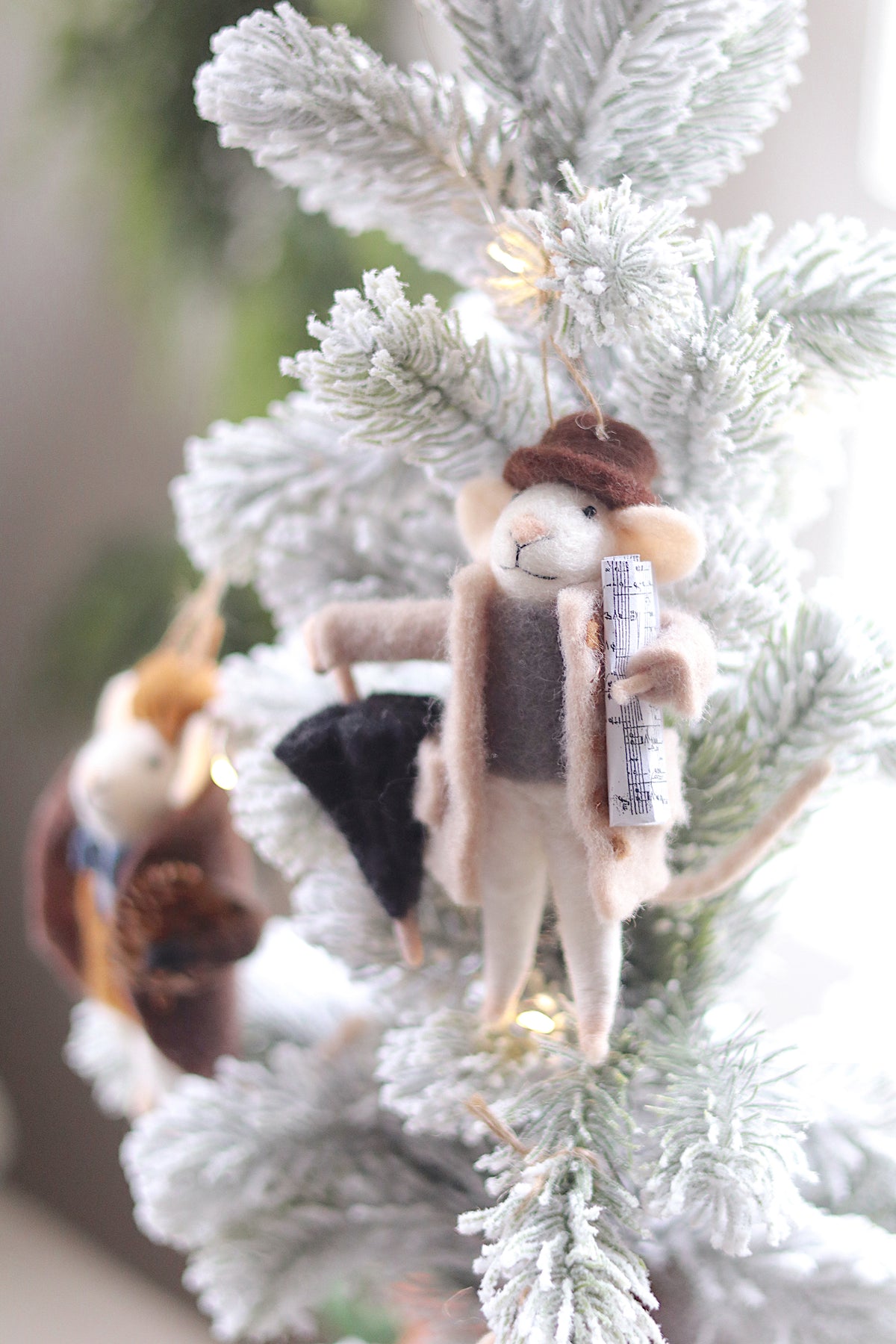 Rainy Day Ralph Felted Mouse Ornament