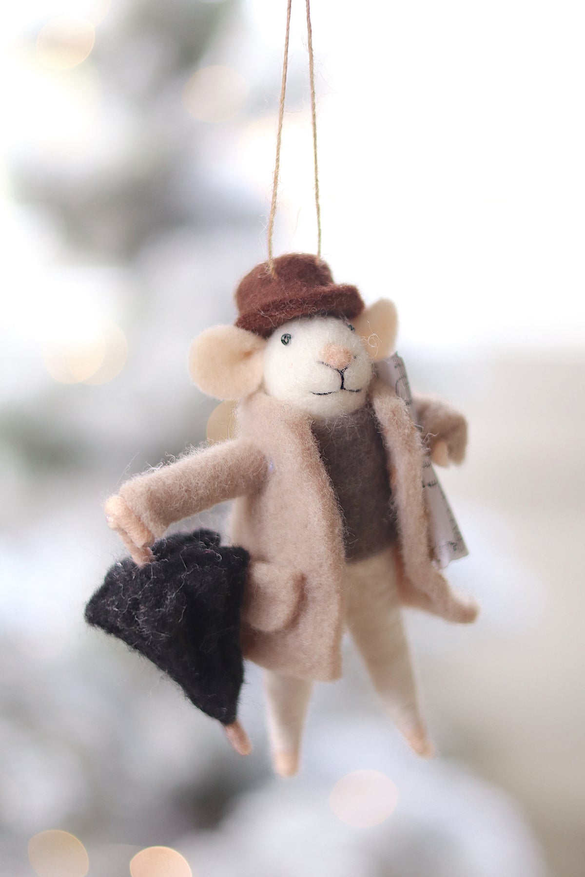 Rainy Day Ralph Felted Mouse Ornament