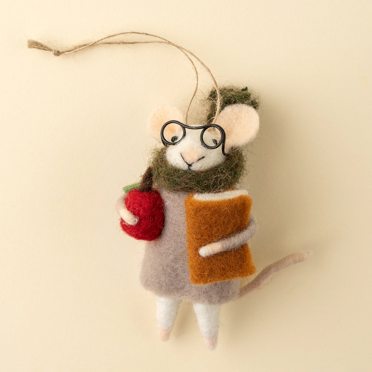 Teacher Tilda Felted Mouse Ornament