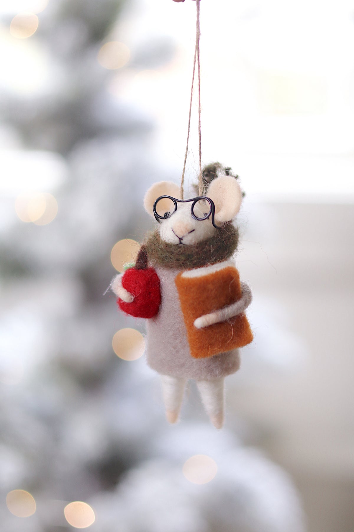 Teacher Tilda Felted Mouse Ornament