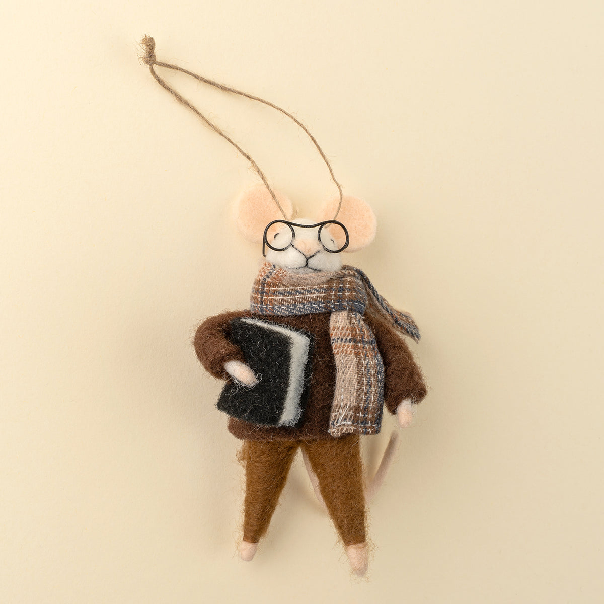 Study Time Spencer Felted Mouse Ornament