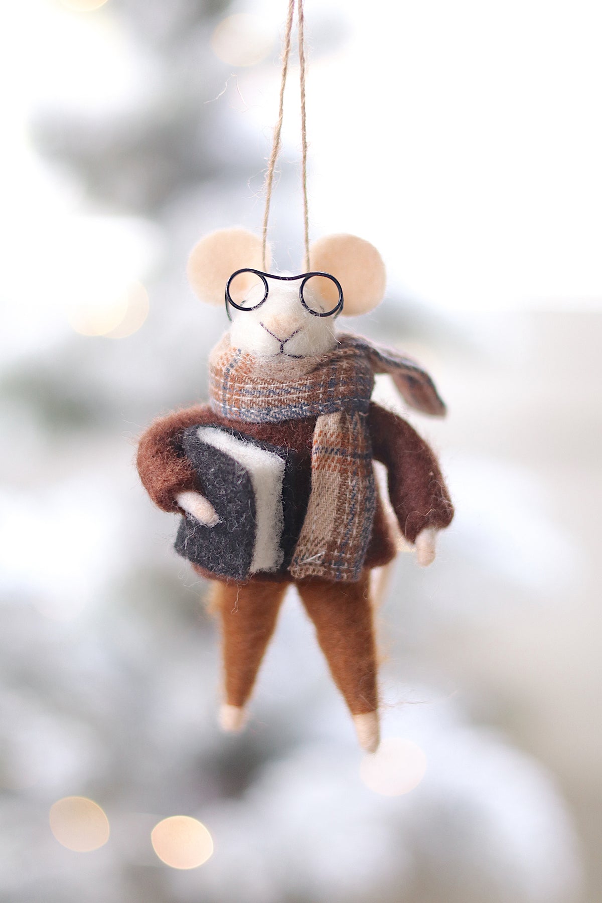 Study Time Spencer Felted Mouse Ornament