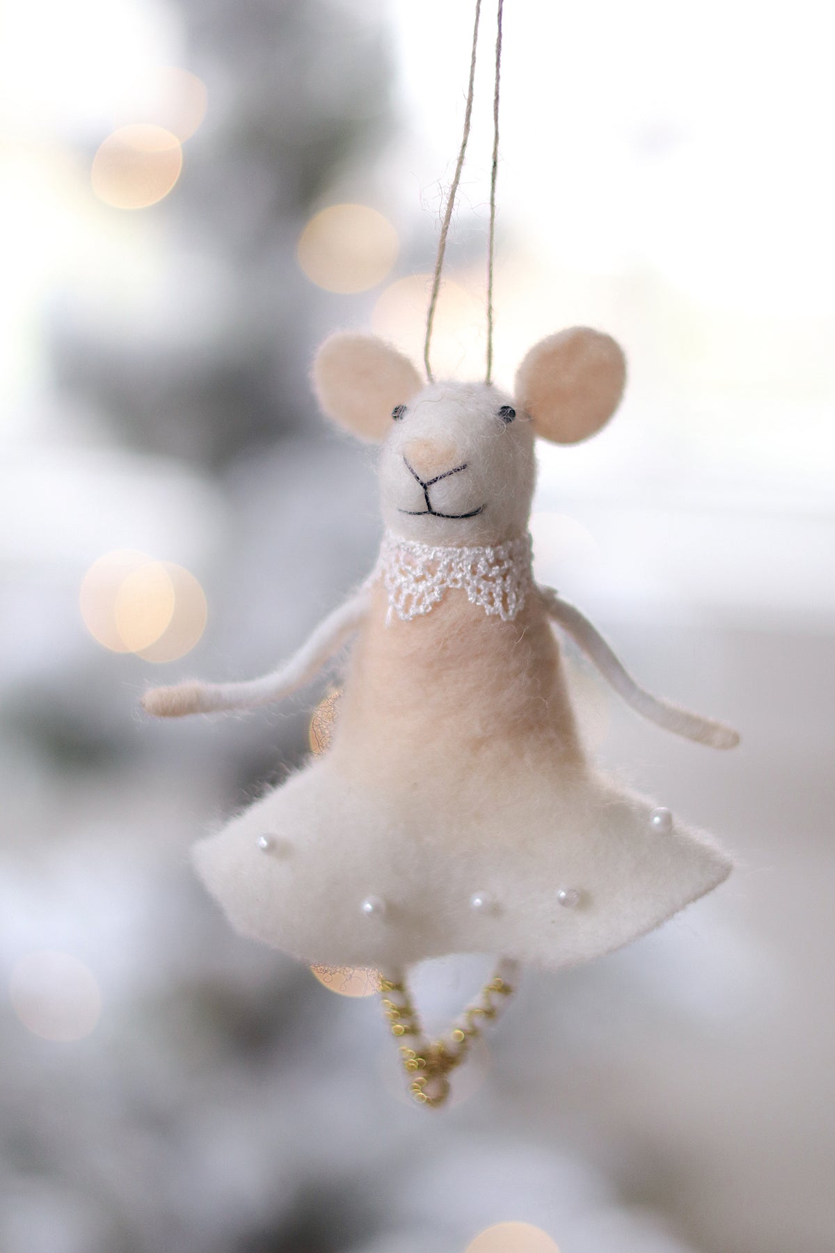 Ballerina Blossom Felted Mouse Ornament