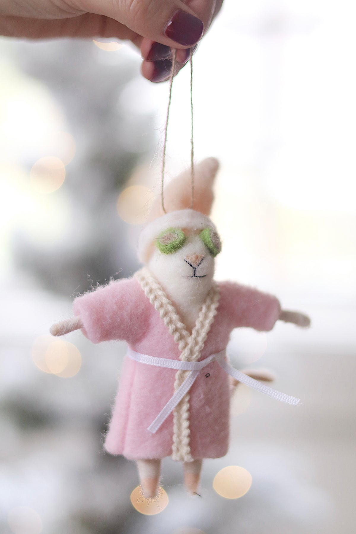Spa Day Sloane Felted Mouse Ornament