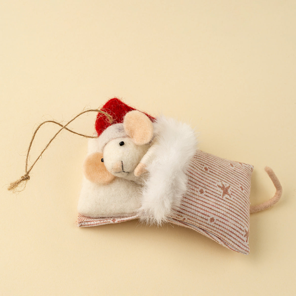 Sleepytime Sally Felted Mouse Ornament