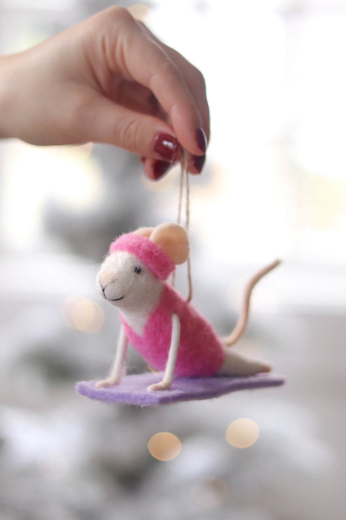 Yoga Yolanda Felted Mouse Ornament