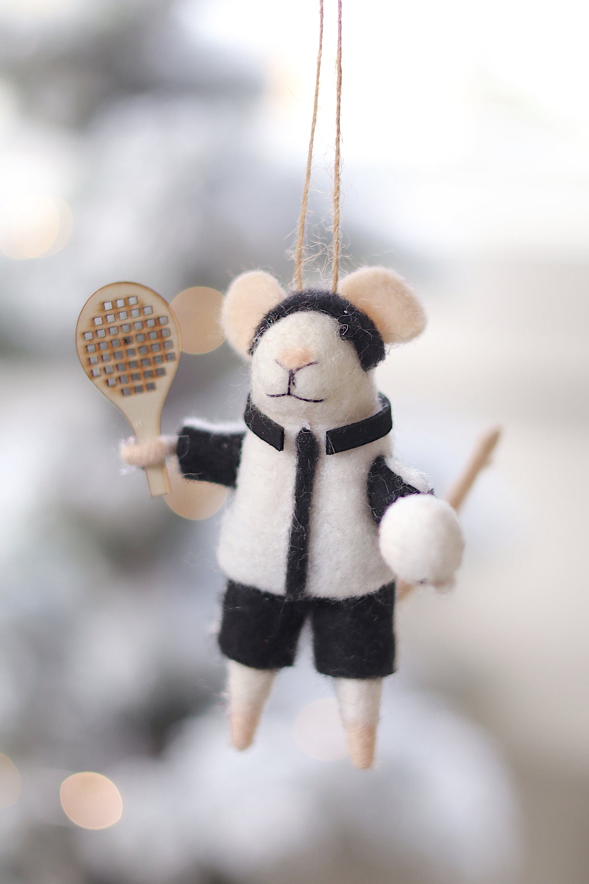 Pickle Ball Percy Felted Mouse Ornament