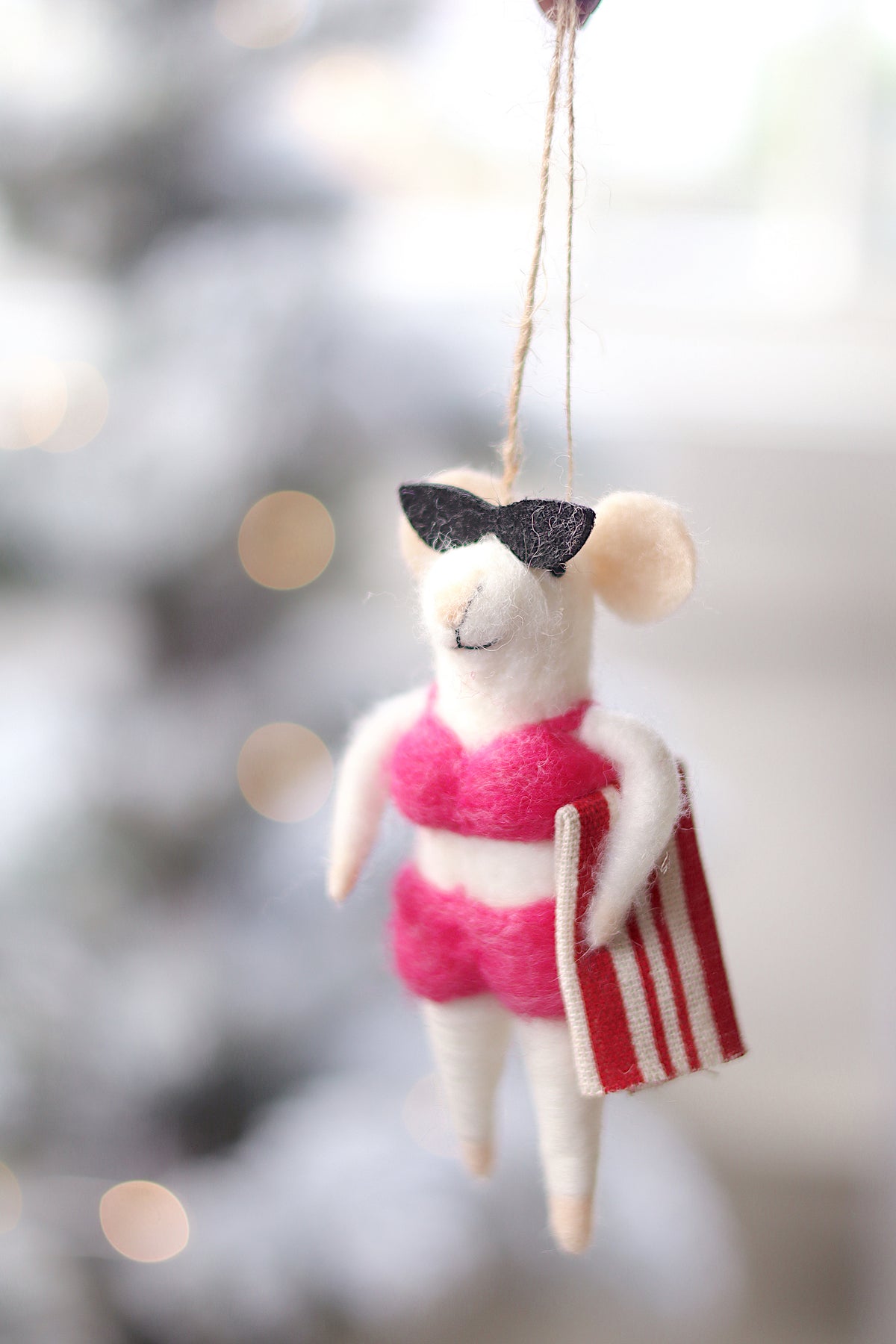 Bikini Bonnie Felted Mouse Ornament