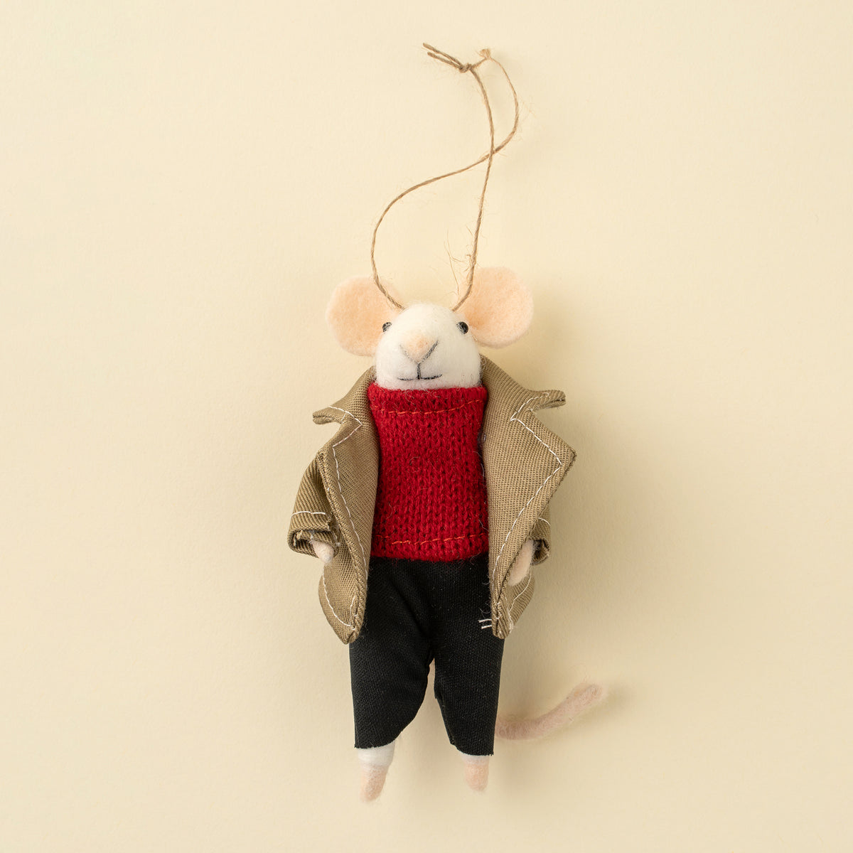 Fashionable Frankie Felted Mouse Ornament