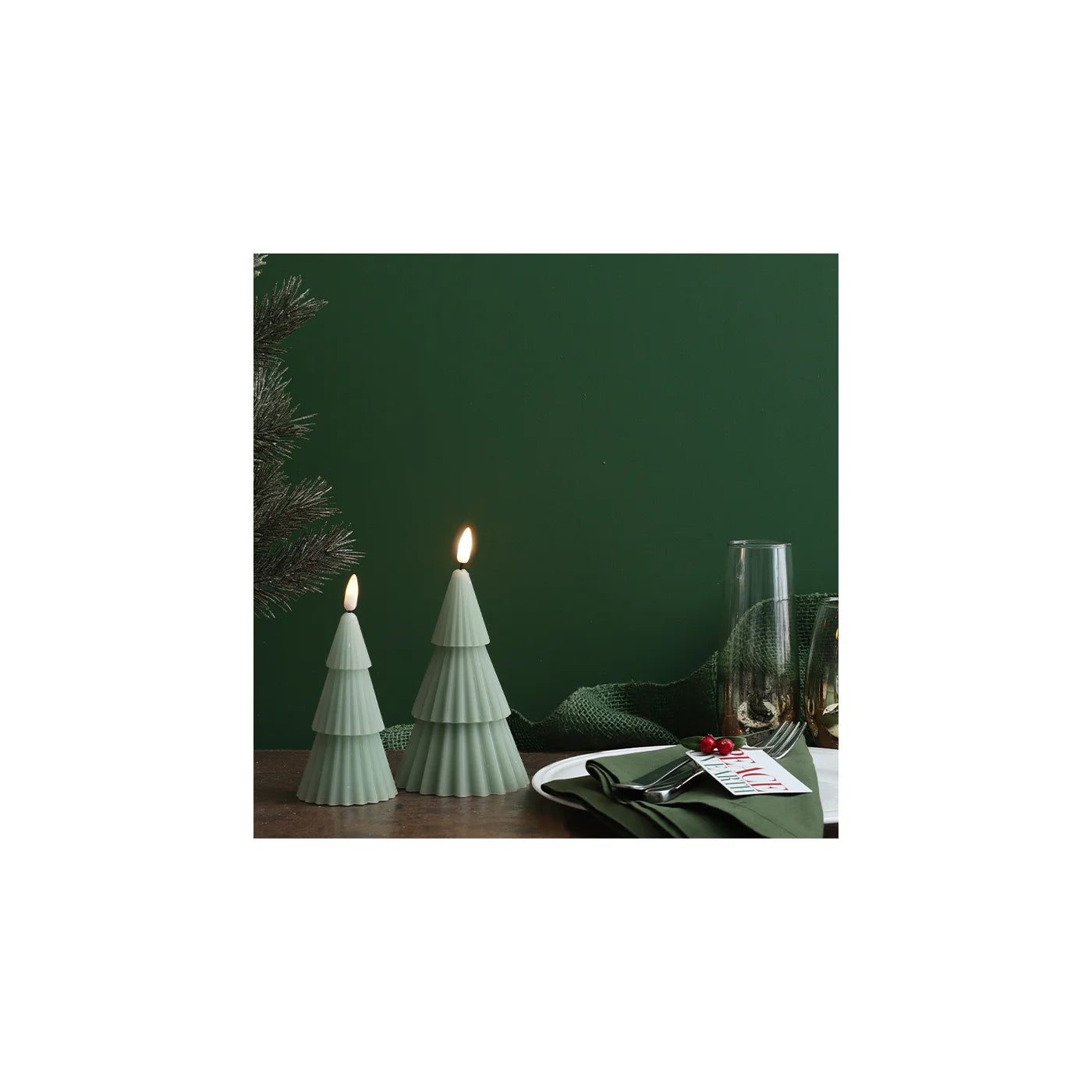 Empire Led Décor Trees Set Of 2 Soft Green