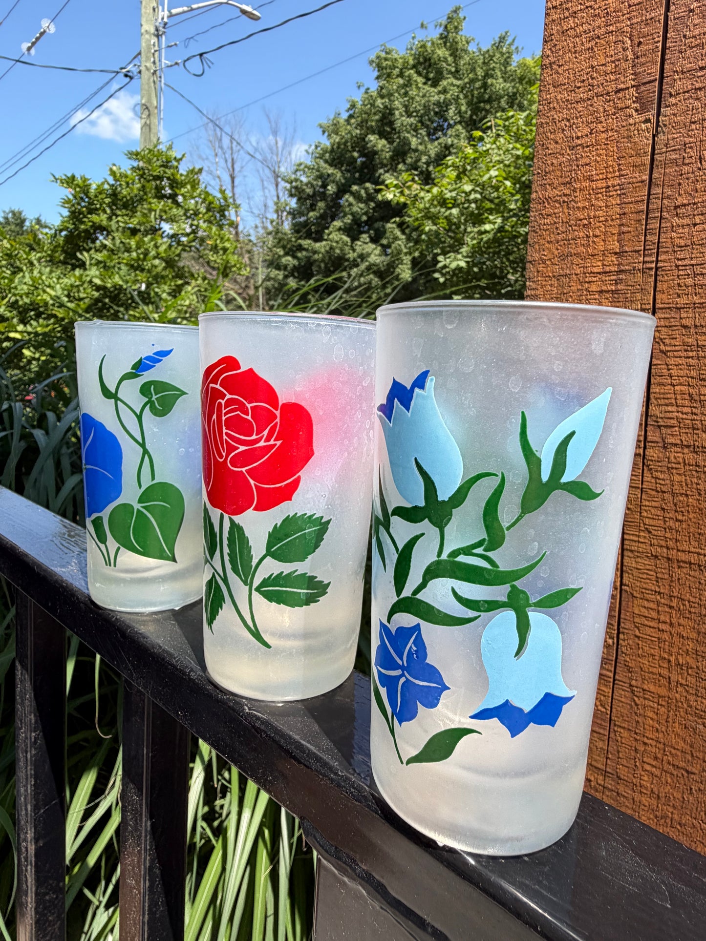 Vintage Libby Frosted Flower Glasses
