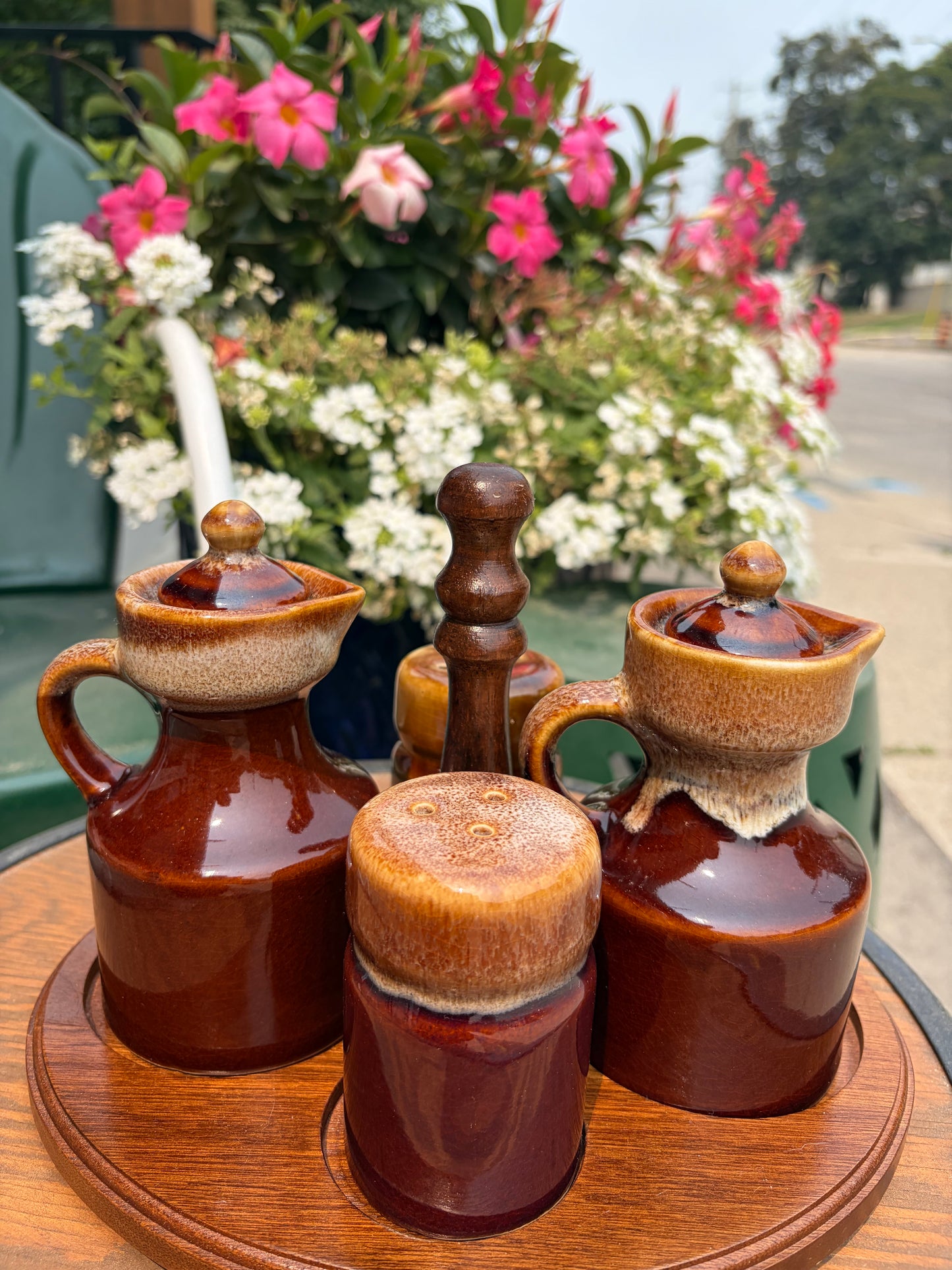 Vintage Pottery Cruet Set