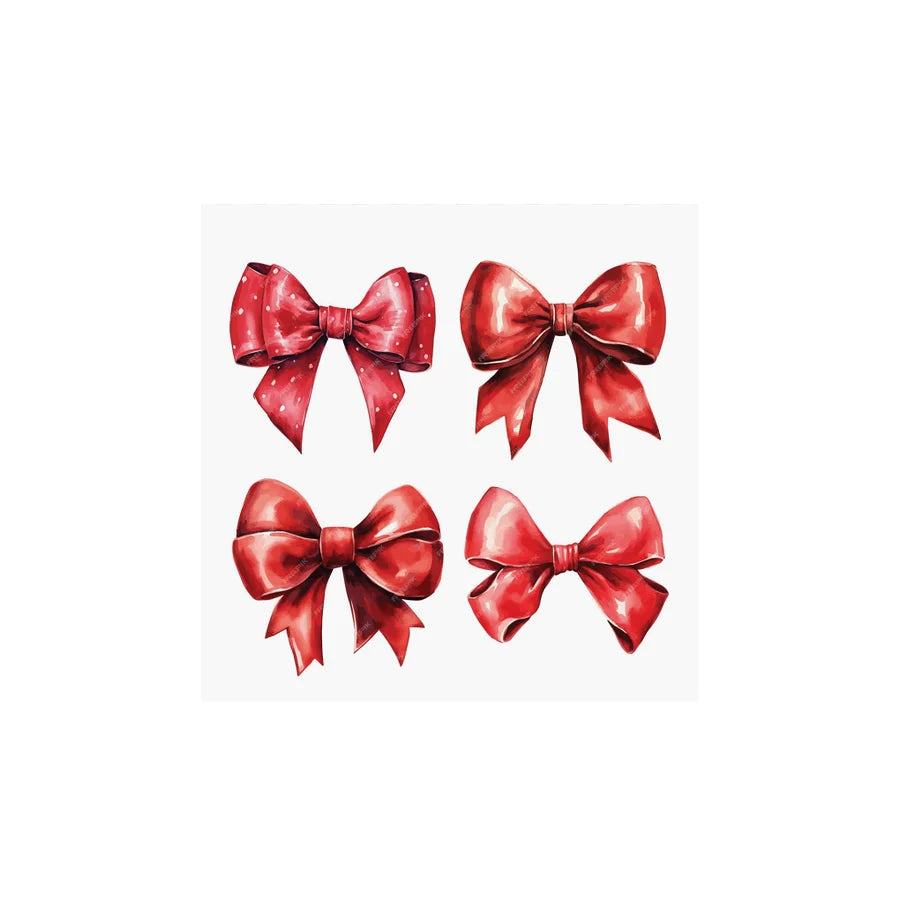Holiday Bow Printed Cocktail or Guest Napkin 20Pk Red