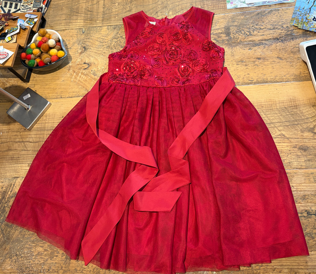 Vintage Red Roses Sequin Dress