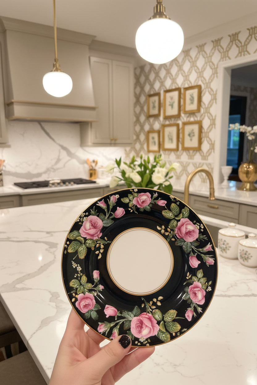 Vintage Floral Painted Plates
