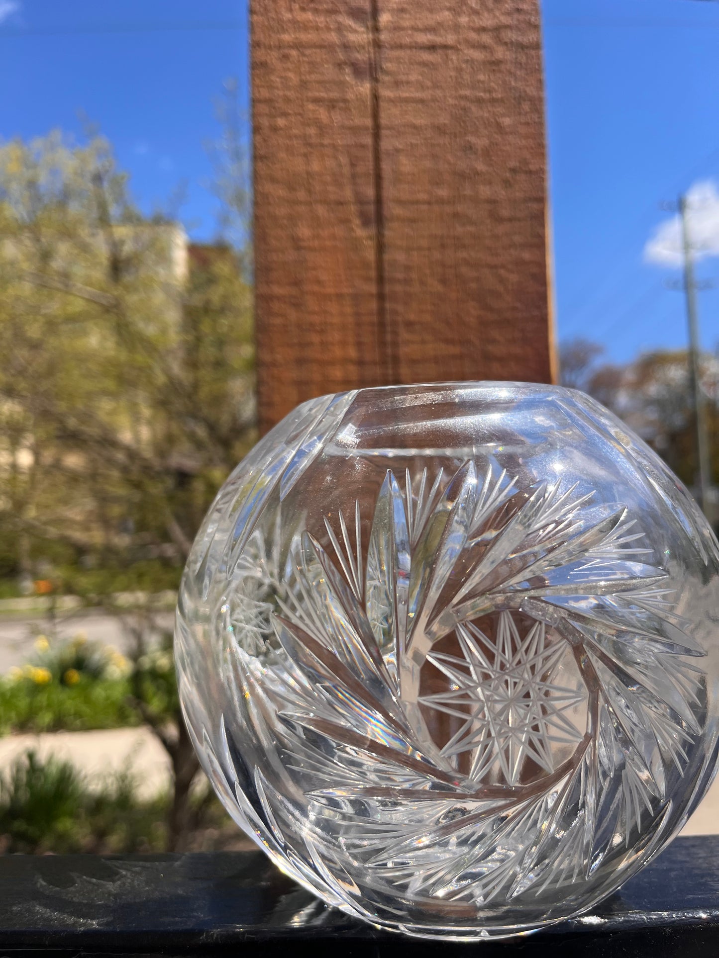 Vintage Crystal Etched Bowl