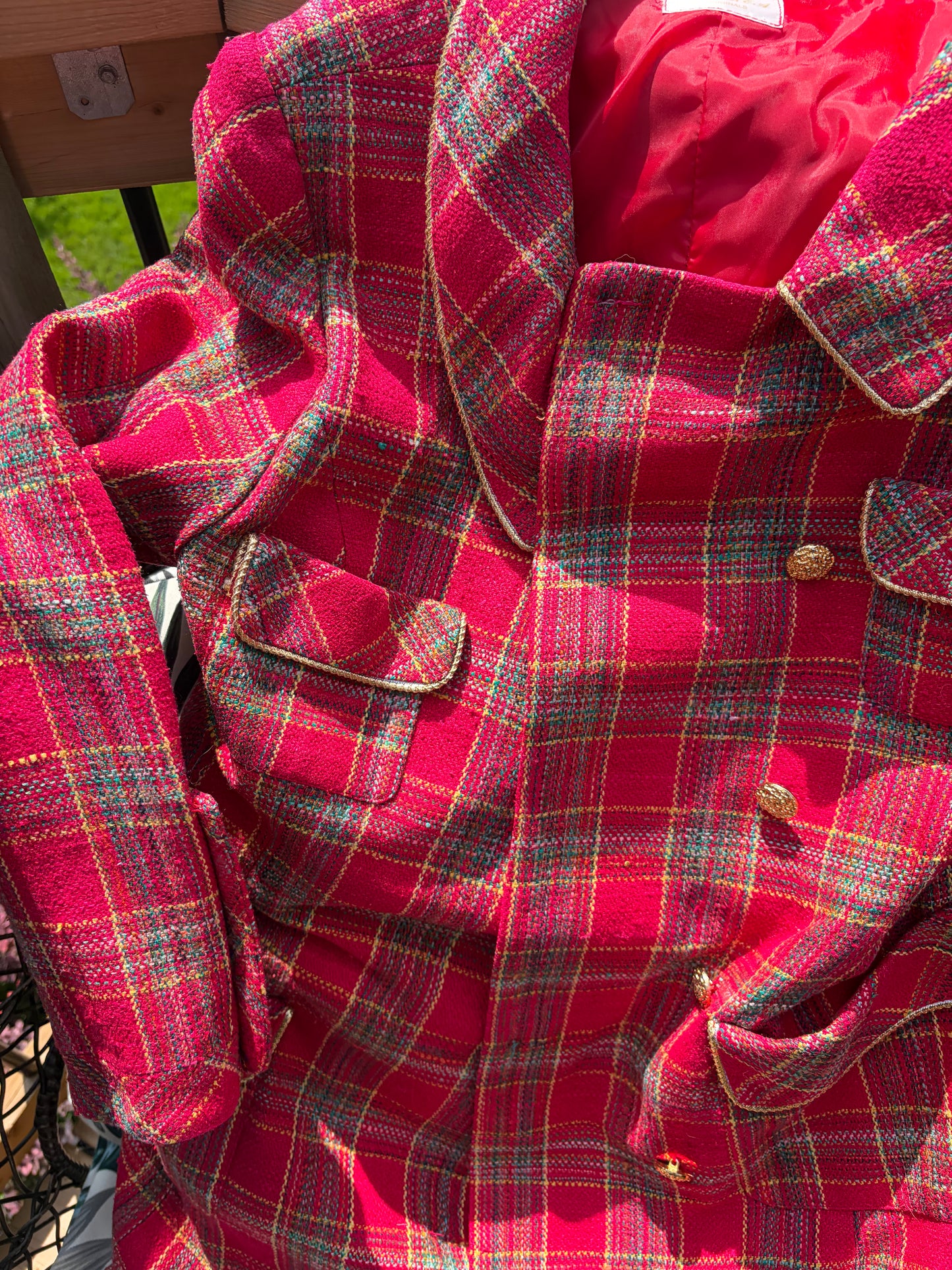 Vintage Red Plaid Coat
