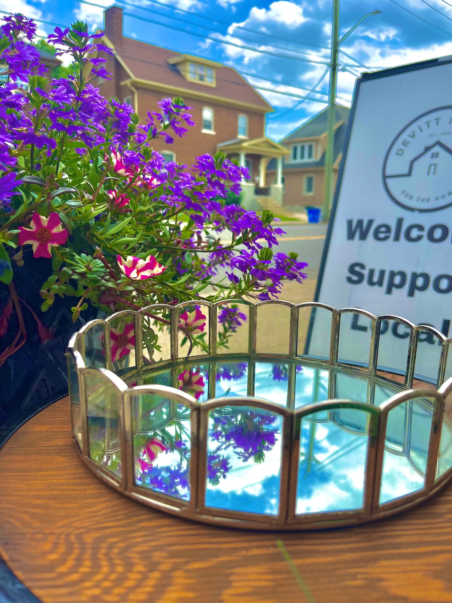 Vintage Glass Mirrored Tray