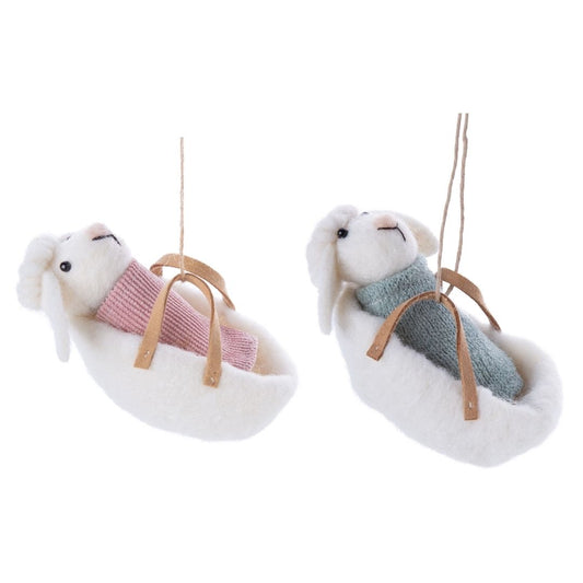 Baby Lamb in Bassinet Ornament