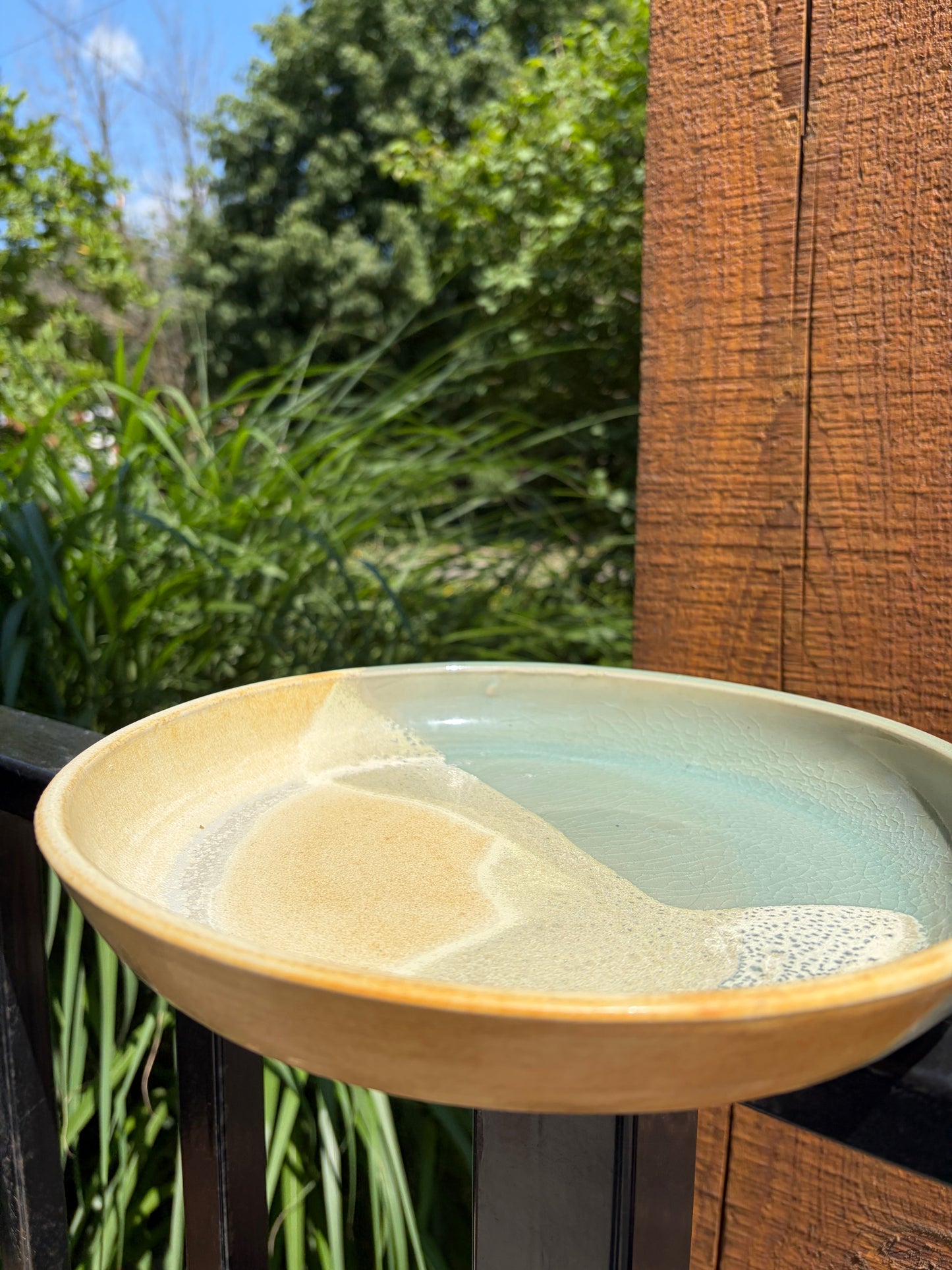 Signed Pottery Plate + Bowl Sage Green