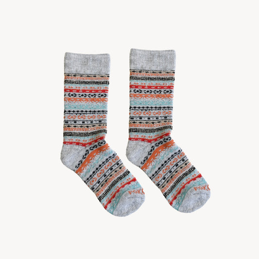 Alpaca Crew Socks - Striped Grey