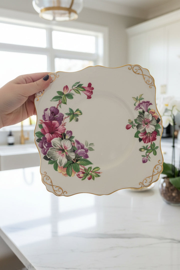 Vintage Floral Painted Plates