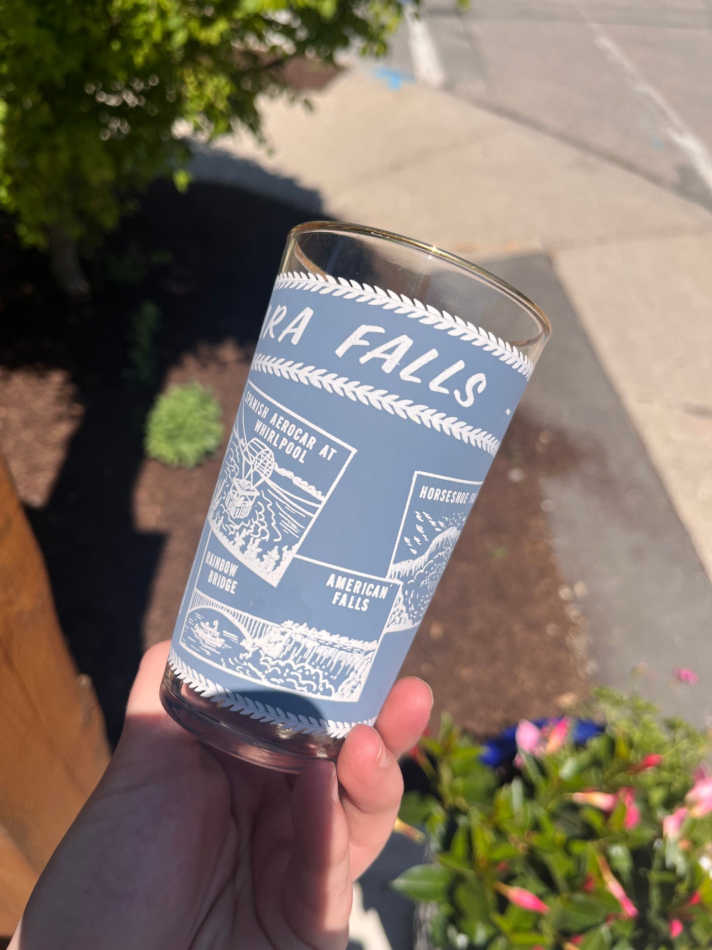 Niagra Falls Vintage Blue Gold Rim