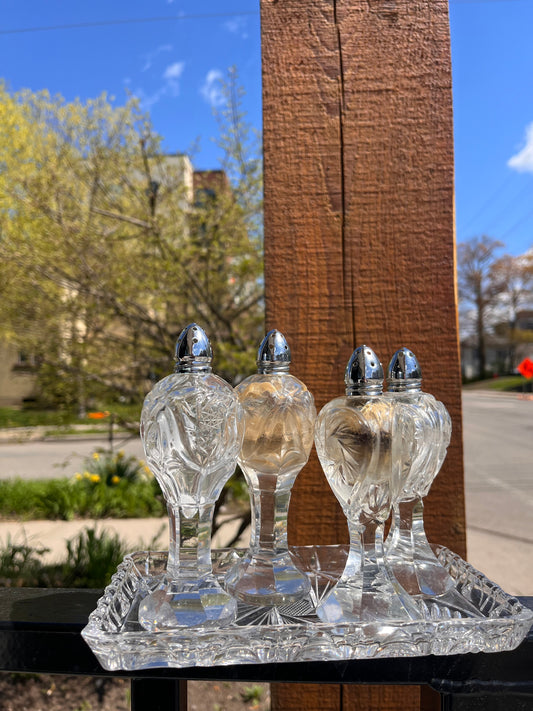 Vintage Crystal Salt & Pepper Shakers