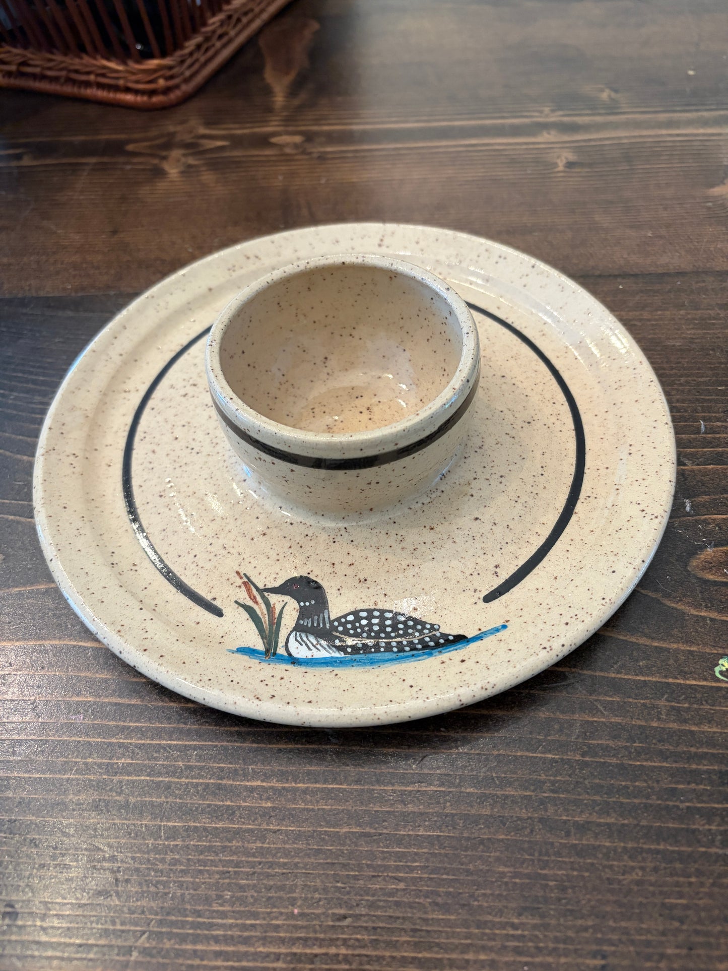 Vintage Loon Pottery Dish