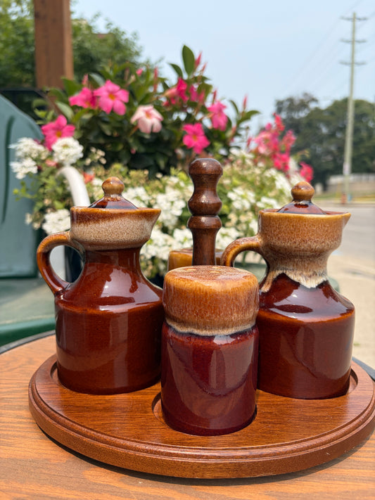 Vintage Pottery Cruet Set