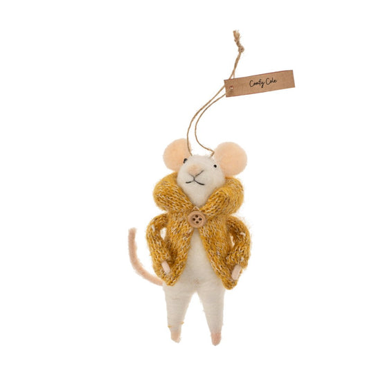 Comfy Cole Felted  Mouse Ornament
