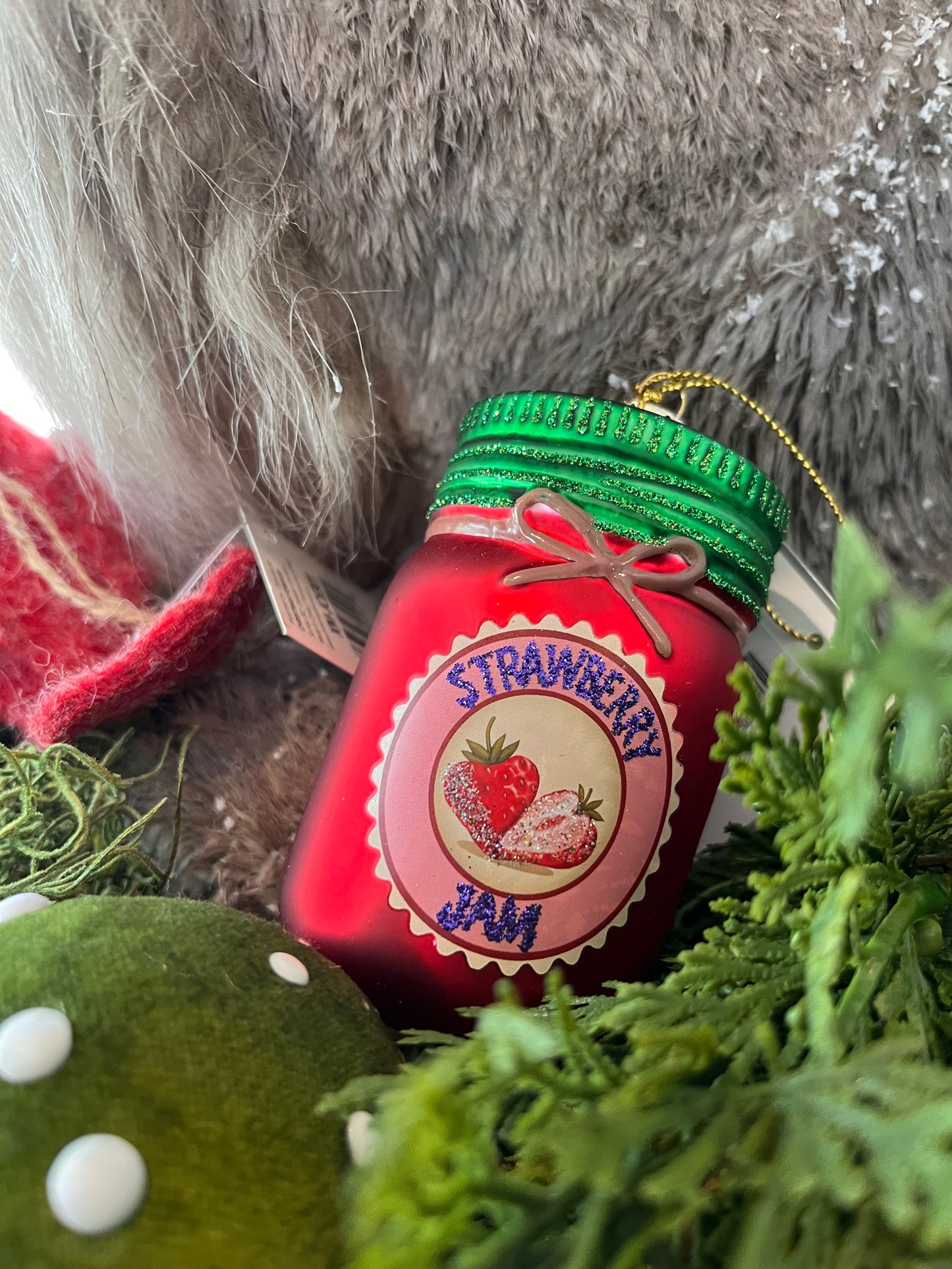 Two Assorted Glass Peanut Butter and Jelly Ornament