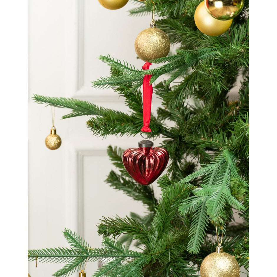 Red or Pink Glass Heart Ornament