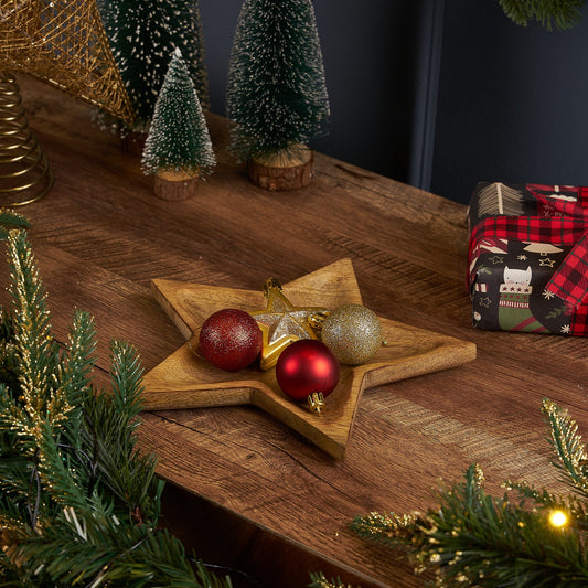 Carved Wooden Star Shaped Tray